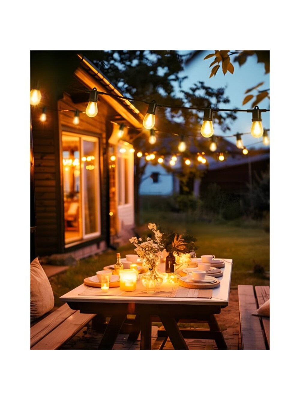 36FT Solar String Lights Waterproof 10+1 LED Bulbs Remote Control Timer Dimmable - Picture 2 of 7